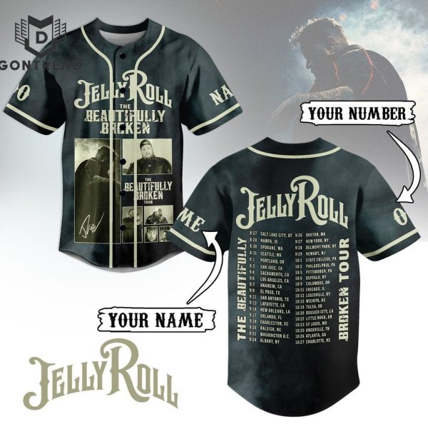 The Beautifully Broken Tour – Jelly Roll Design Baseball Jersey