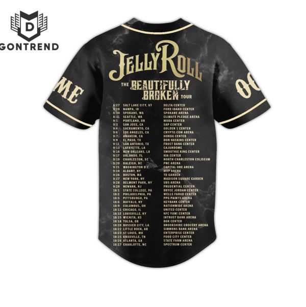 The Beautifully Broken Tour – Jelly Roll Signature Design Baseball Jersey