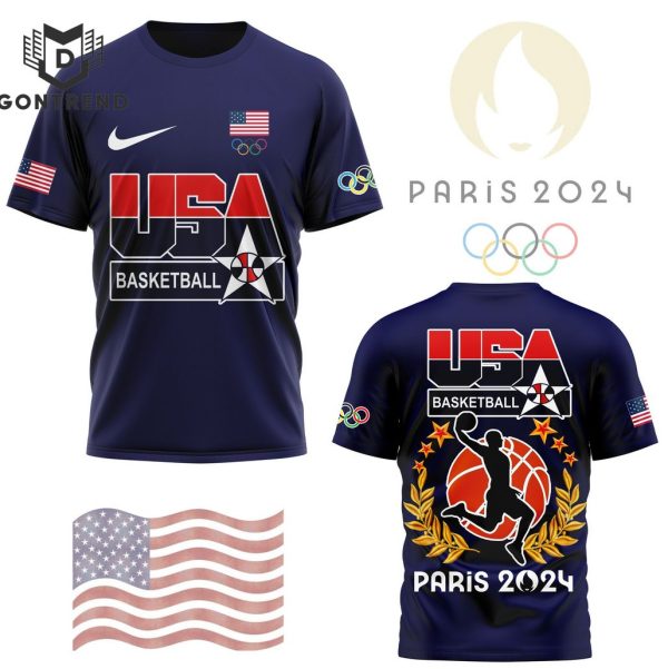 USA Basketball Olympic Paris 2024 Design 3D T-Shirt – Blue