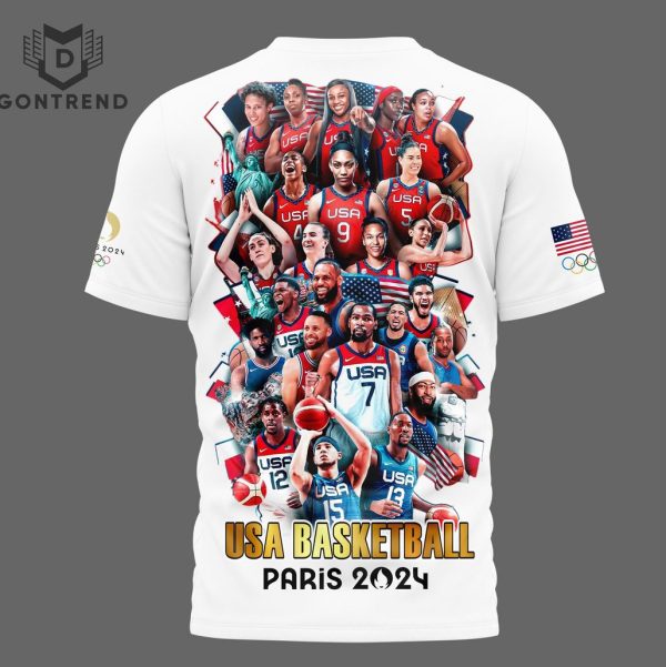 USA Men Basketball 2024 Champions Olympic Paris 3D T-Shirt