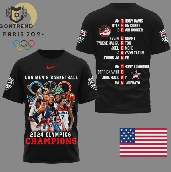 USA Men Basketball 2024 Olympic Paris Champions 3D T-Shirt