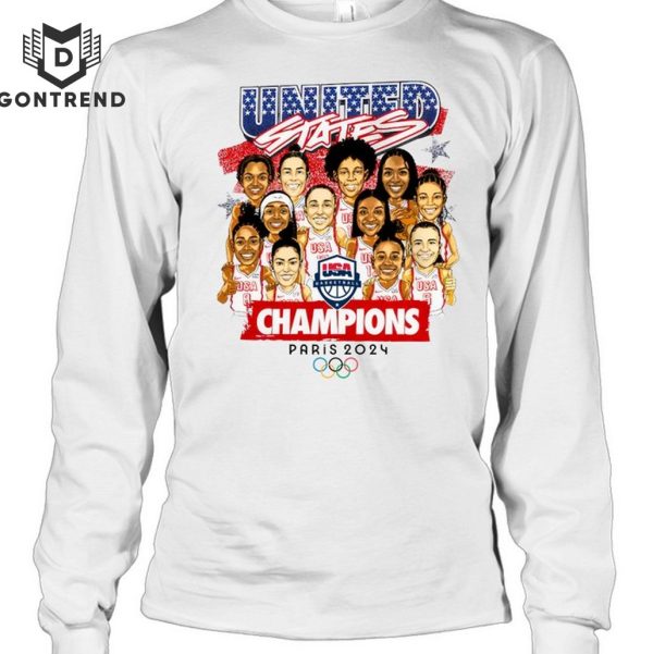 USA Women Basketball Champions Paris 2024 Design Unisex T-Shirt