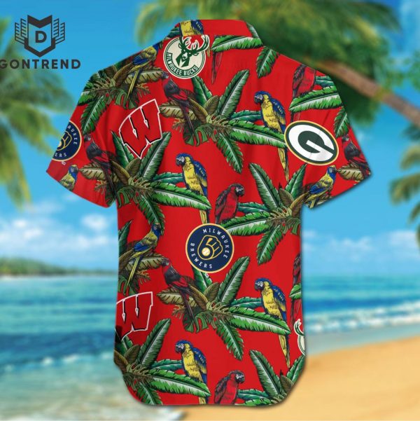 Wisconsin Sports Hawaiian -Wisconsin Badgers, Green Bay Packers, Milwaukee Brewers, Milwaukee Bucks Hawaiian Shirt
