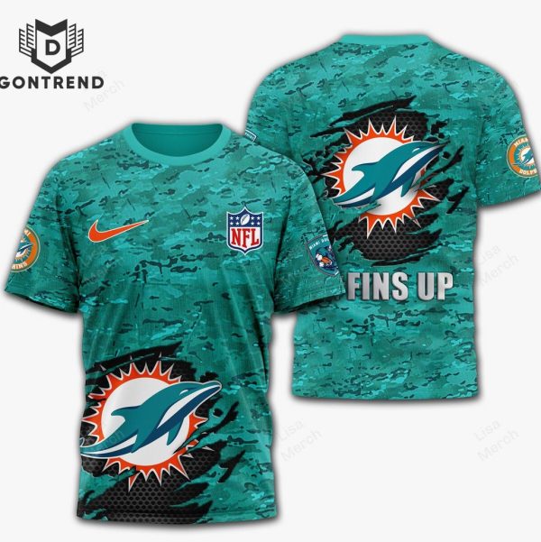 2024 Miami Dolphins Fins Up 3D T-Shirt