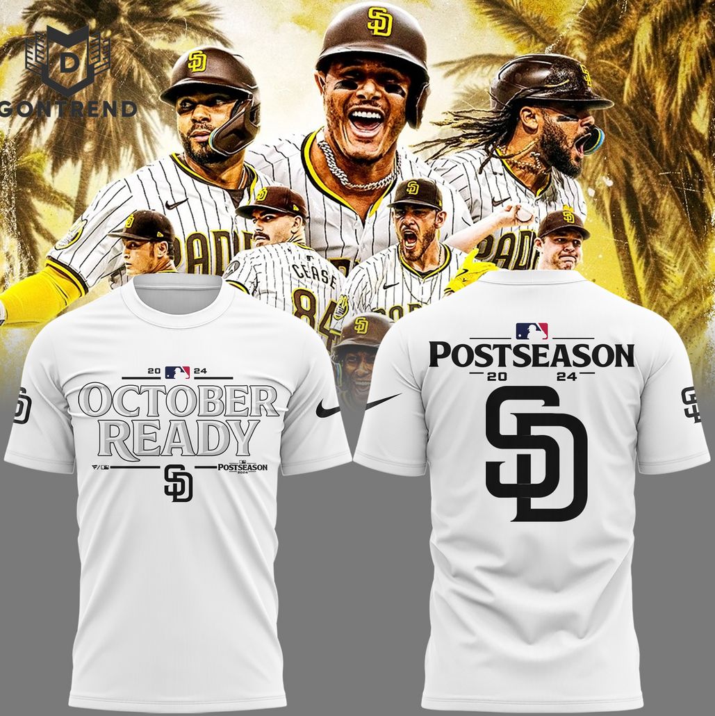 2024 October Ready Postseason San Diego Padres 3D T-Shirt - White 2024 October Ready Postseason San Diego Padres 3D T-Shirt - White
