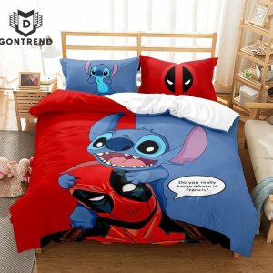 Deadpool And Stitch Bedding Set