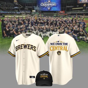 Milwaukee Brewers Fanatics 2024 NL Central Division Champions Locker Room Baseball Jersey