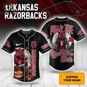 Personalized Arkansas Razorbacks – Fear The Wooo Pig Sooie Baseball Jersey