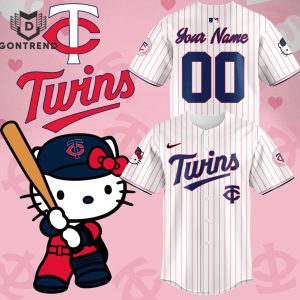 Personalized Minnesota Twins x Hello Kitty Day Baseball Jersey