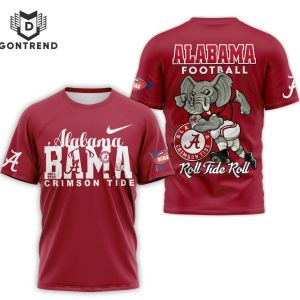 Alabama Crimson Tide Football Roll Tide Roll 3D T-Shirt