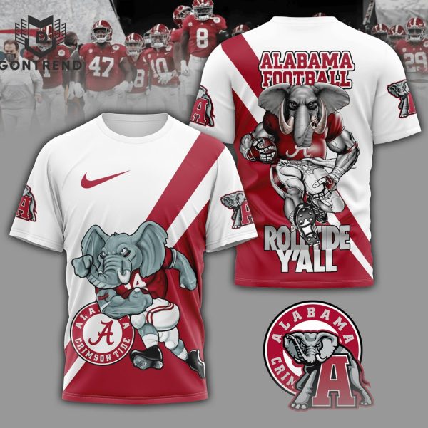 Alabama Crimson Tide Football Roll Tide Y All 3D T-Shirt