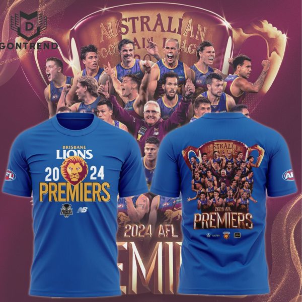 Brisbane Lions AFL 2024 Champions – 2024 Premiers 3D T-Shirt – Blue