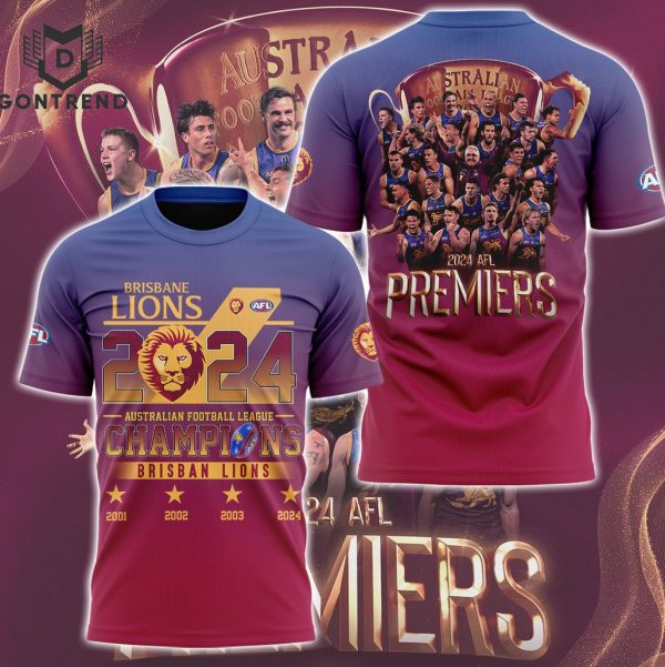 Brisbane Lions Australian Football League Champions 2024 3D T-Shirt