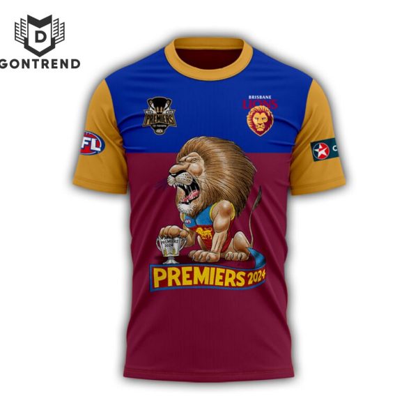 Brisbane Lions Australian Football League Champions – Premiers 2024 3D T-Shirt