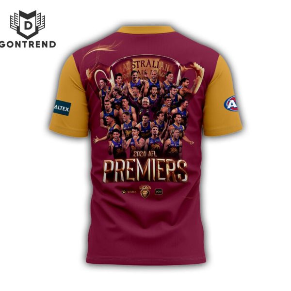 Brisbane Lions Australian Football League Champions – Premiers 2024 3D T-Shirt