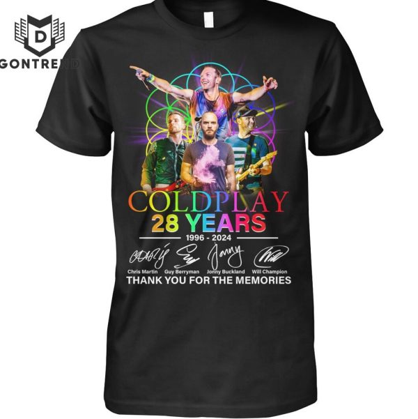 Coldplay 28 Years 1996-2024 Signature Thank You For The Memories Unisex T-Shirt