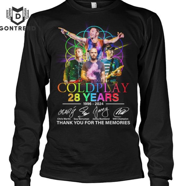 Coldplay 28 Years 1996-2024 Signature Thank You For The Memories Unisex T-Shirt