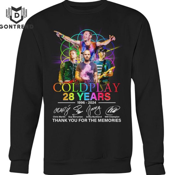 Coldplay 28 Years 1996-2024 Signature Thank You For The Memories Unisex T-Shirt