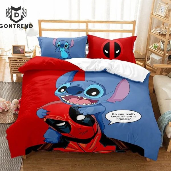 Deadpool And Stitch Bedding Set