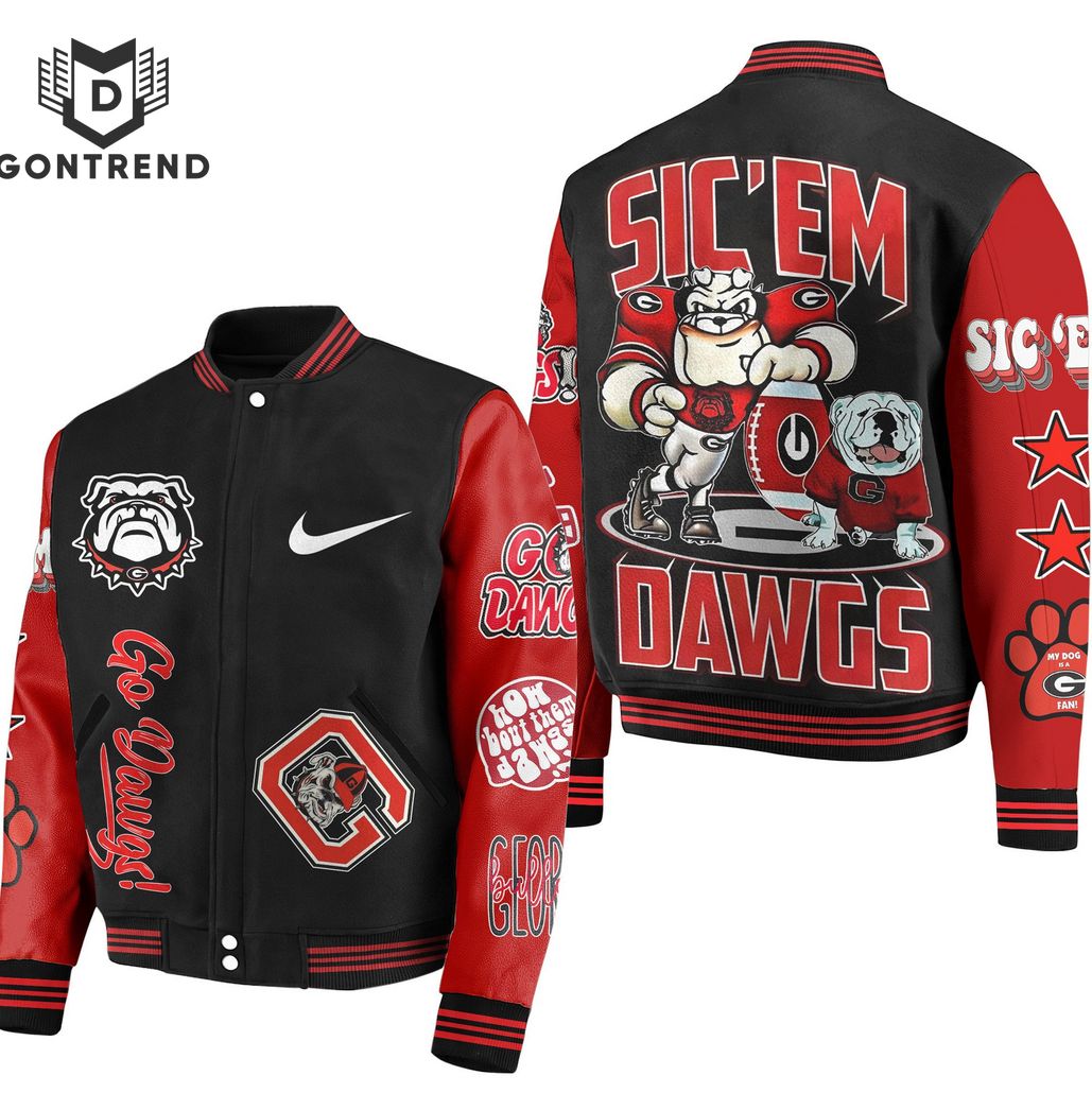 Georgia Bulldogs Sic Em Dawgs Baseball Jacket Georgia Bulldogs Sic Em Dawgs Baseball Jacket