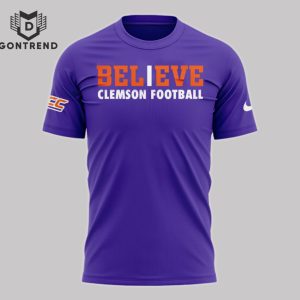 Believe Clemson Tigers Football 3D T-Shirt – Purple