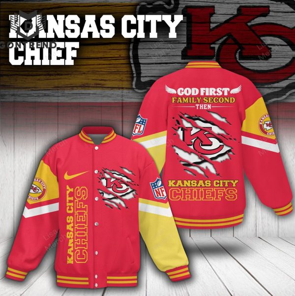 God First Family Second Then Kansas City Chiefs Baseball Jacket