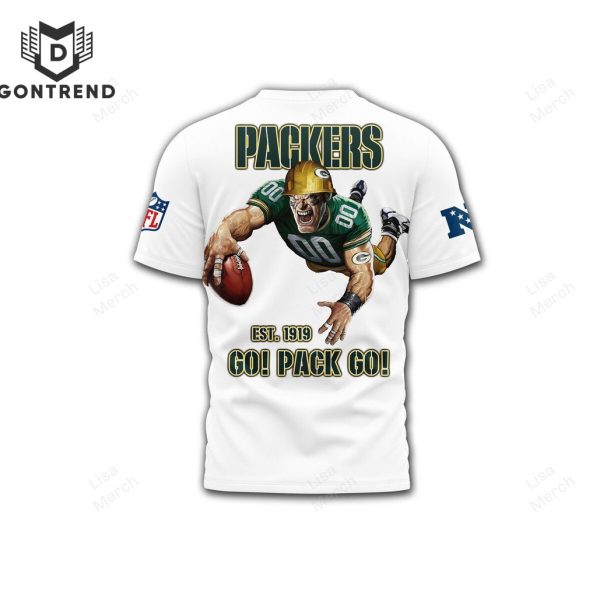 Green Bay Packers Go Pack Go 3D T-Shirt – White