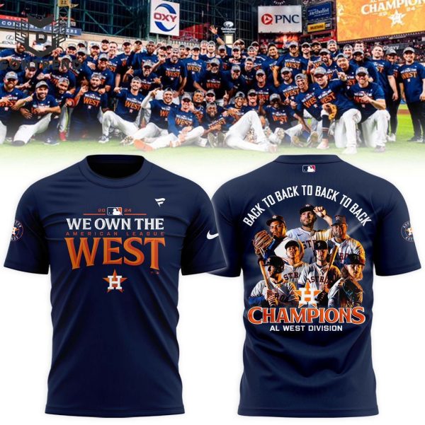 Houston Astros x American League West Champions 2024 – Back To Back To Back To Back 3D T-Shirt