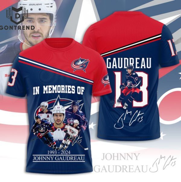 In Memories Of Johnny Gaudreau x Columbus Blue Jackets 1993-2024 Signature 3D T-Shirt