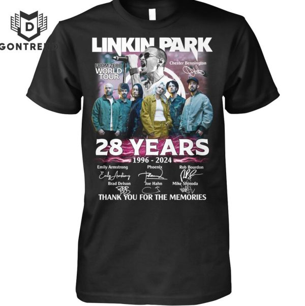 Linkin Park 28 Years 1996-2024 From Zero World Tour Signature Thank You For The Memories Unisex T-Shirt