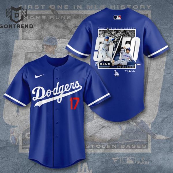 Los Angeles Dodgers Shohei Ohtani Shotime 50 Home Runs Baseball Jersey – Blue