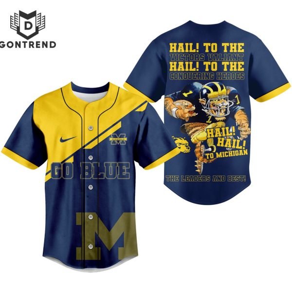 Michigan Wolverines Go Blue Hail To The Victors Valiant Baseball Jersey