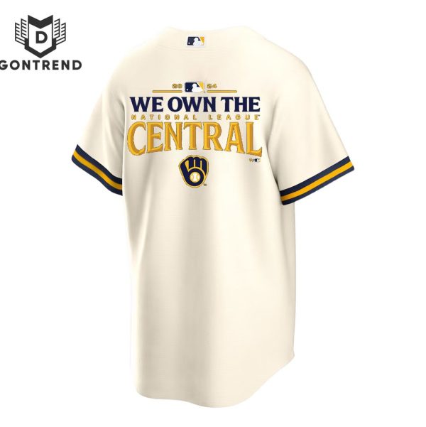 Milwaukee Brewers Fanatics 2024 NL Central Division Champions Locker Room Baseball Jersey