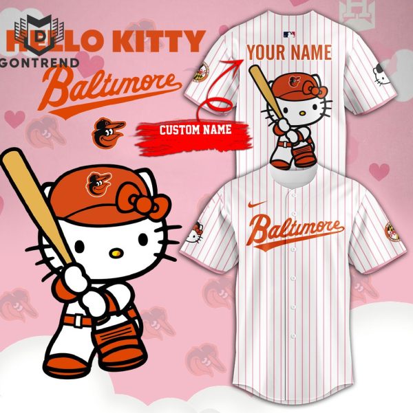 Personalized 2024 Baltimore Orioles x Hello Kitty Baseball Jersey