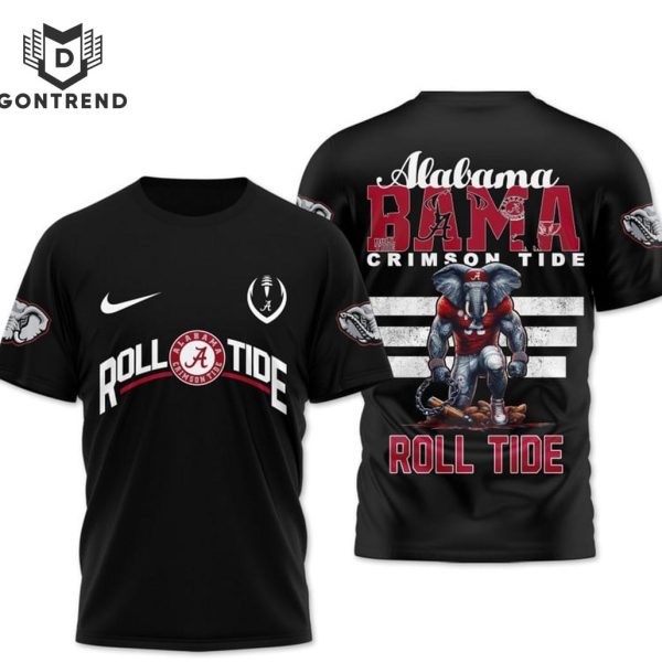 Roll Tide Alabama Crimson Tide 3D T-Shirt – Black