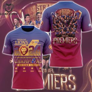 Brisbane Lions Australian Football League Champions 2024 3D T-Shirt