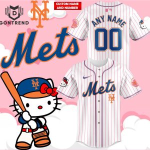 Personalized New York Mets x Hello Kitty Baseball Jersey