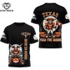 Texas Longhorns Hook Em Horns Fear The Horns 3D T-Shirt – Orange