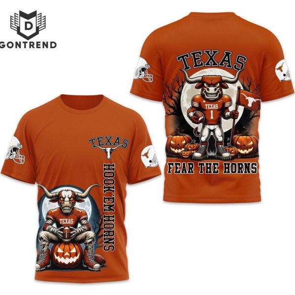 Texas Longhorns Hook Em Horns Fear The Horns 3D T-Shirt – Orange