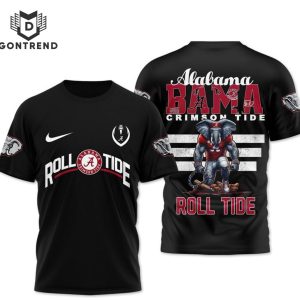 Roll Tide Alabama Crimson Tide 3D T-Shirt – Black