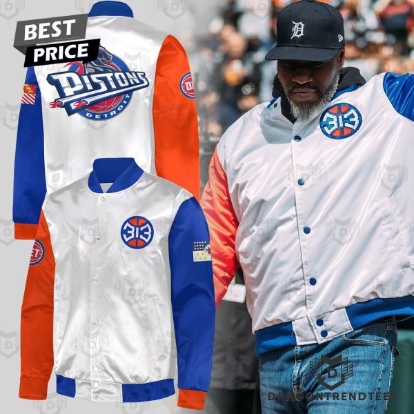 2024 Detroit Pistons Basketball Logo Baseball Jacket