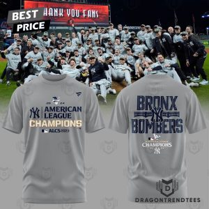 New York Yankees 2024 American League Champions Bronx Bombers 3D T-Shirt – Grey