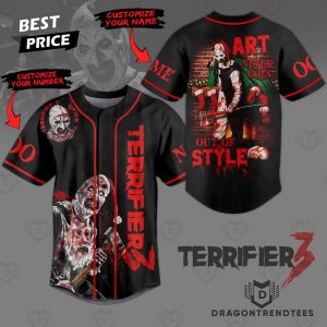 Personalized Terrifier 3 Art Never Goes Out Of Style Baseball Jersey