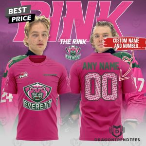 Personalized Everett Silvertips 2024 Pink The Rink 3D T-Shirt