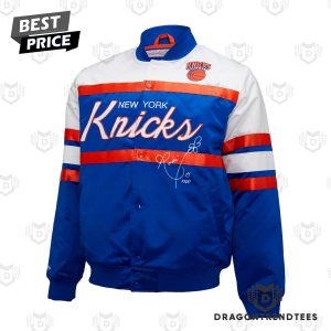 New York Knicks x Rose Black Pink Signature Baseball Jacket