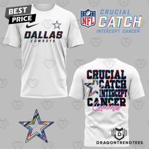 Dallas Cowboys – Crucial Catch Intercept Cancer 3D T-Shirt – White