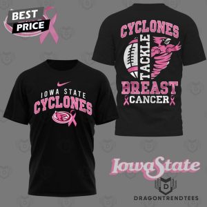 Iowa State Cyclones Tackle Breast Cancer 3D T-Shirt – Black