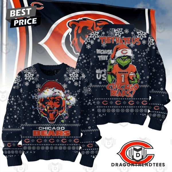 Grinch Chicago Bear They Hate Us Sweater