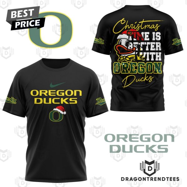 Christmas Time Is Better With Oregon Ducks 3D T-Shirt – Black