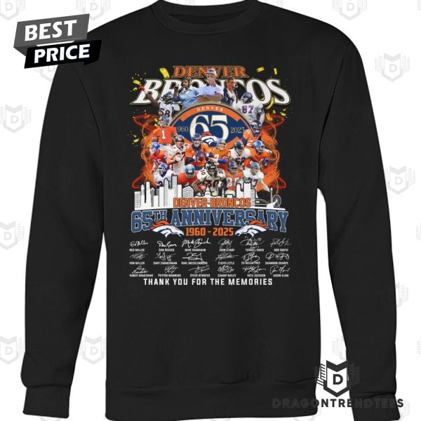 Denver Broncos 1960-2024 65th Anniversary Signature Thank You For The Memories Unisex T-Shirt